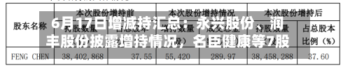 6月17日增减持汇总：永兴股份、润丰股份披露增持情况，名臣健康等7股拟减持（表）