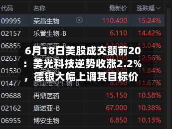 6月18日美股成交额前20：美光科技逆势收涨2.2%	，德银大幅上调其目标价-第2张图片