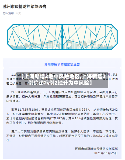 【上海新增2地中风险地区,上海新增2例确诊病例2地升为中风险】