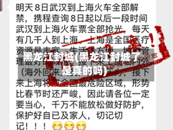 黑龙江封城(黑龙江封城了是真的吗)