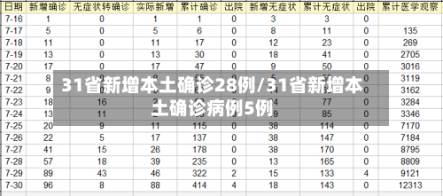 31省新增本土确诊28例/31省新增本土确诊病例5例-第2张图片
