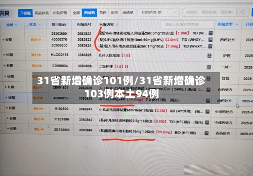 31省新增确诊101例/31省新增确诊103例本土94例