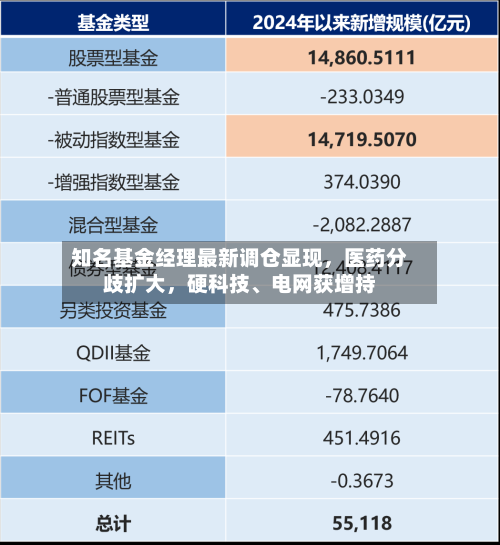 知名基金经理最新调仓显现，医药分歧扩大，硬科技、电网获增持