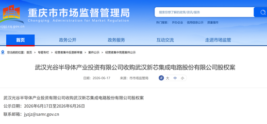 长存集团“放权	”，光谷国资入主武汉新芯